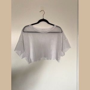 White mesh crop top